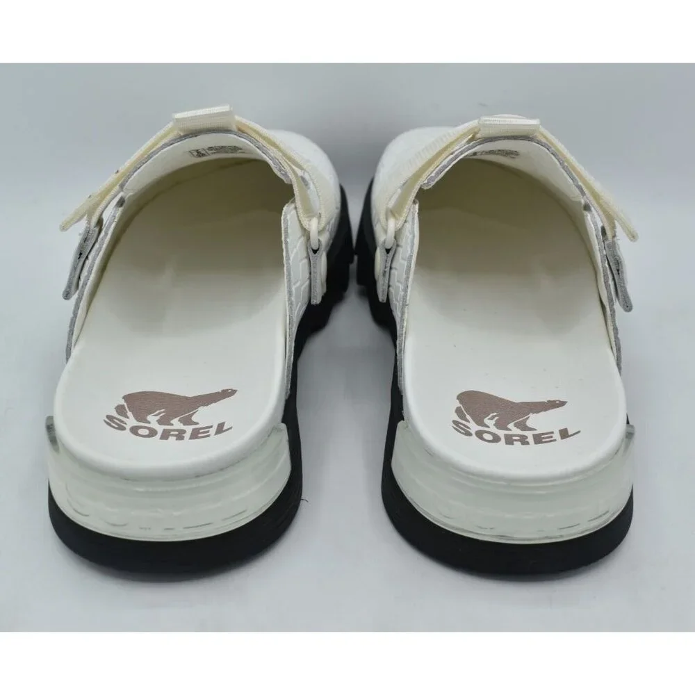 Sorel Womens Size 7.5 Viibe White Black Sea Salt Gum Slip On Croc Embossed Clogs - Picture 4 of 12